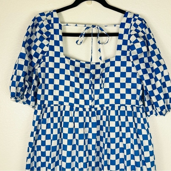 En Saison Check Print Tiered Cotton Midi Dress size M - Picture 9 of 9